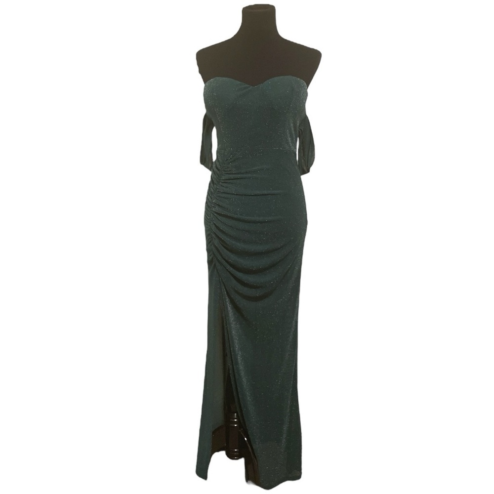 Belle Off Shoulder Ruched Split Thigh Dress - Picture 4 of 5